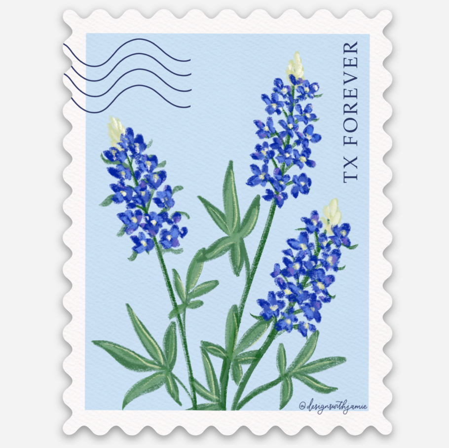 Bluebonnet Stamp Texas Forever Sticker