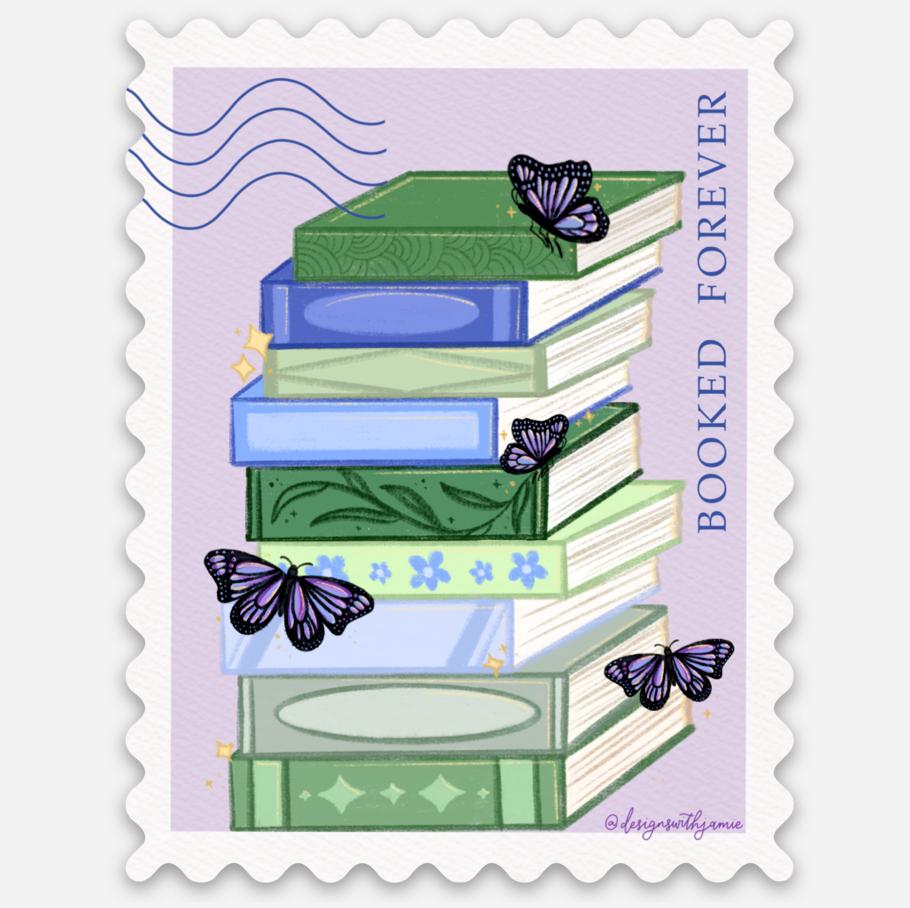 Booked Forever Stamp Sticker