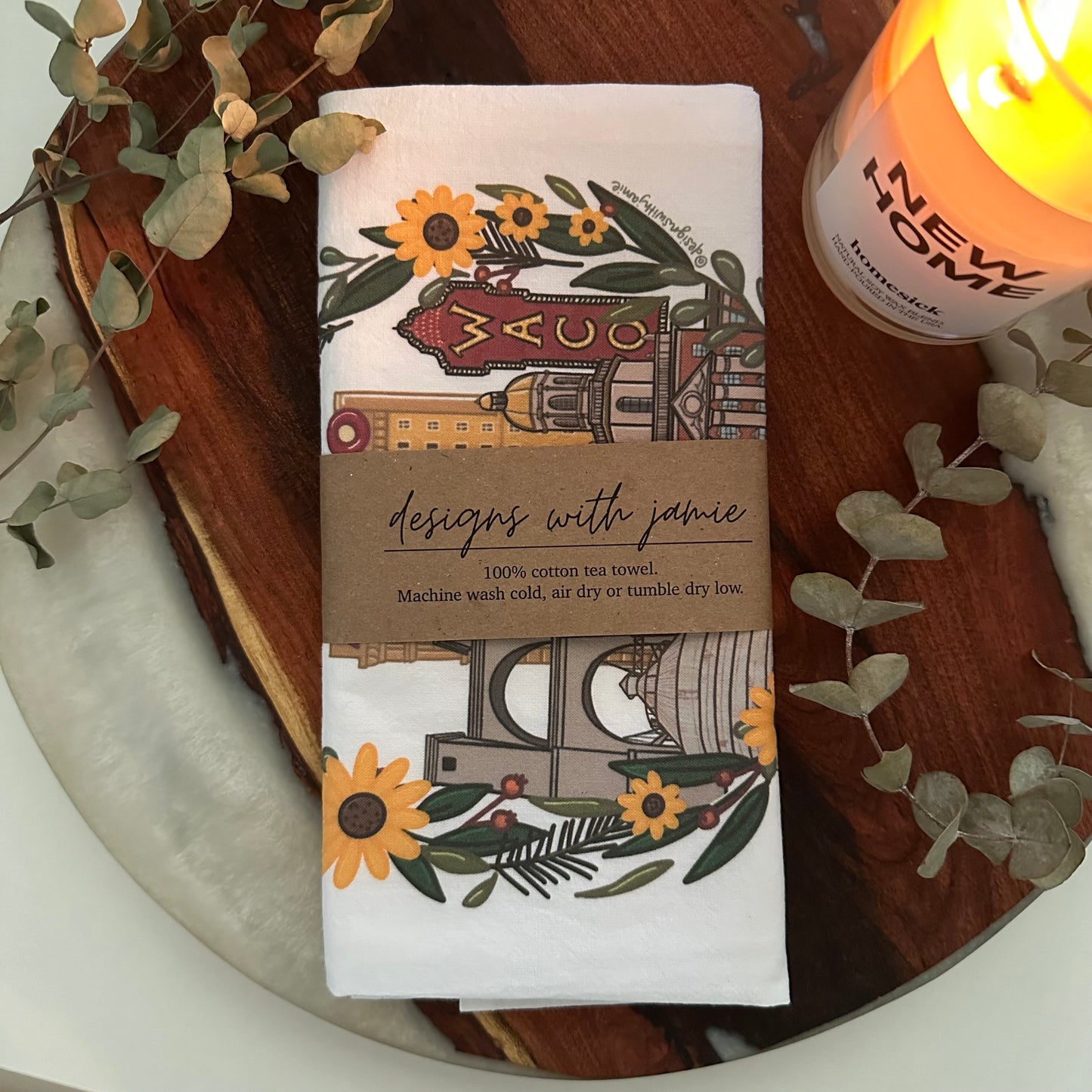 Waco Wreath Tea Towel