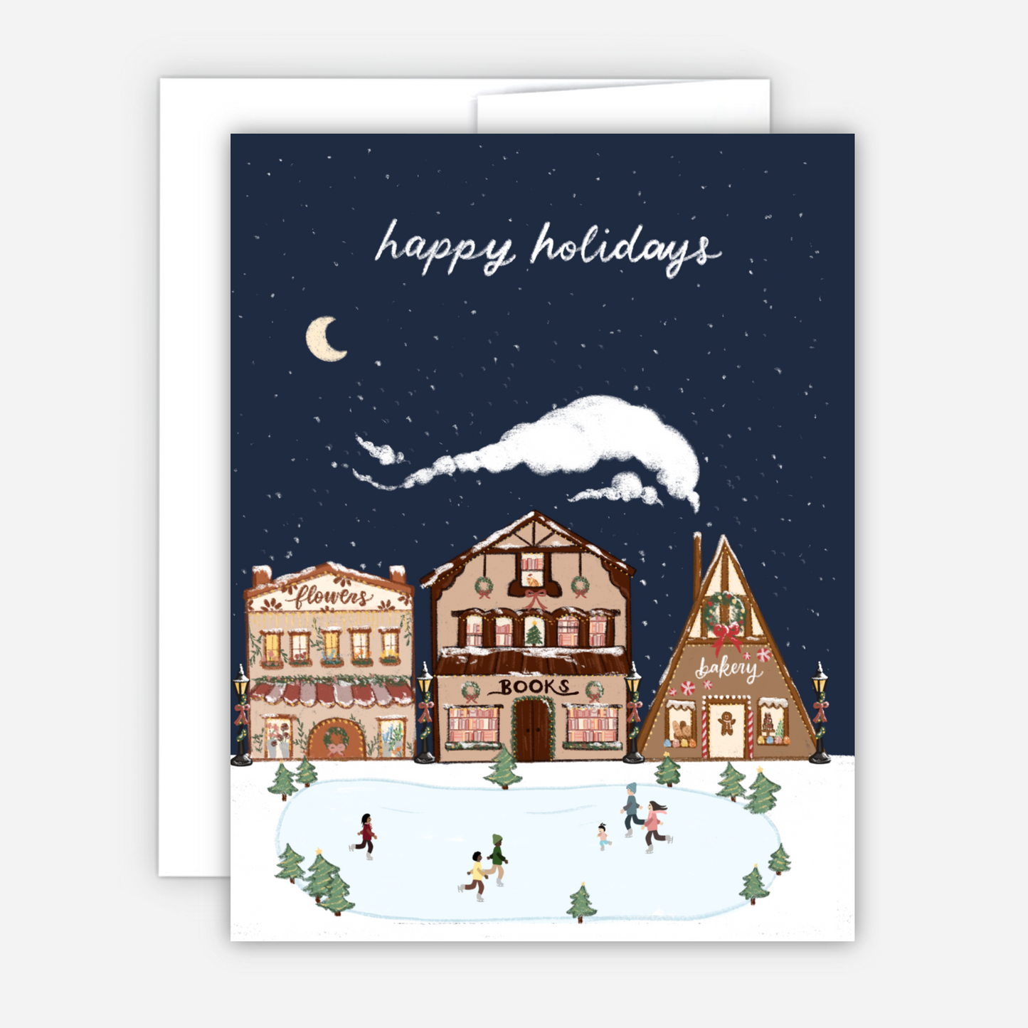 Happy Holidays Cozy Village Card