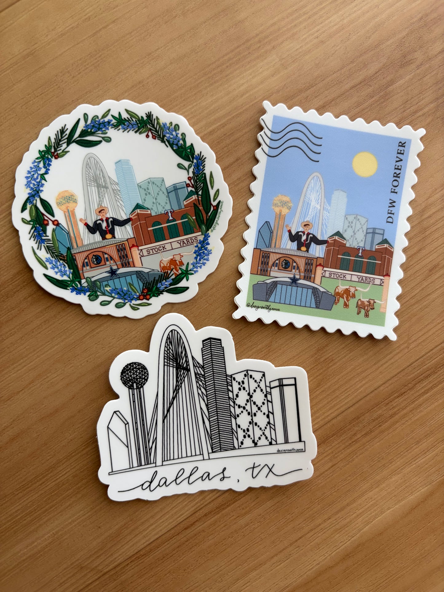 Dallas Fort Worth Wreath Sticker