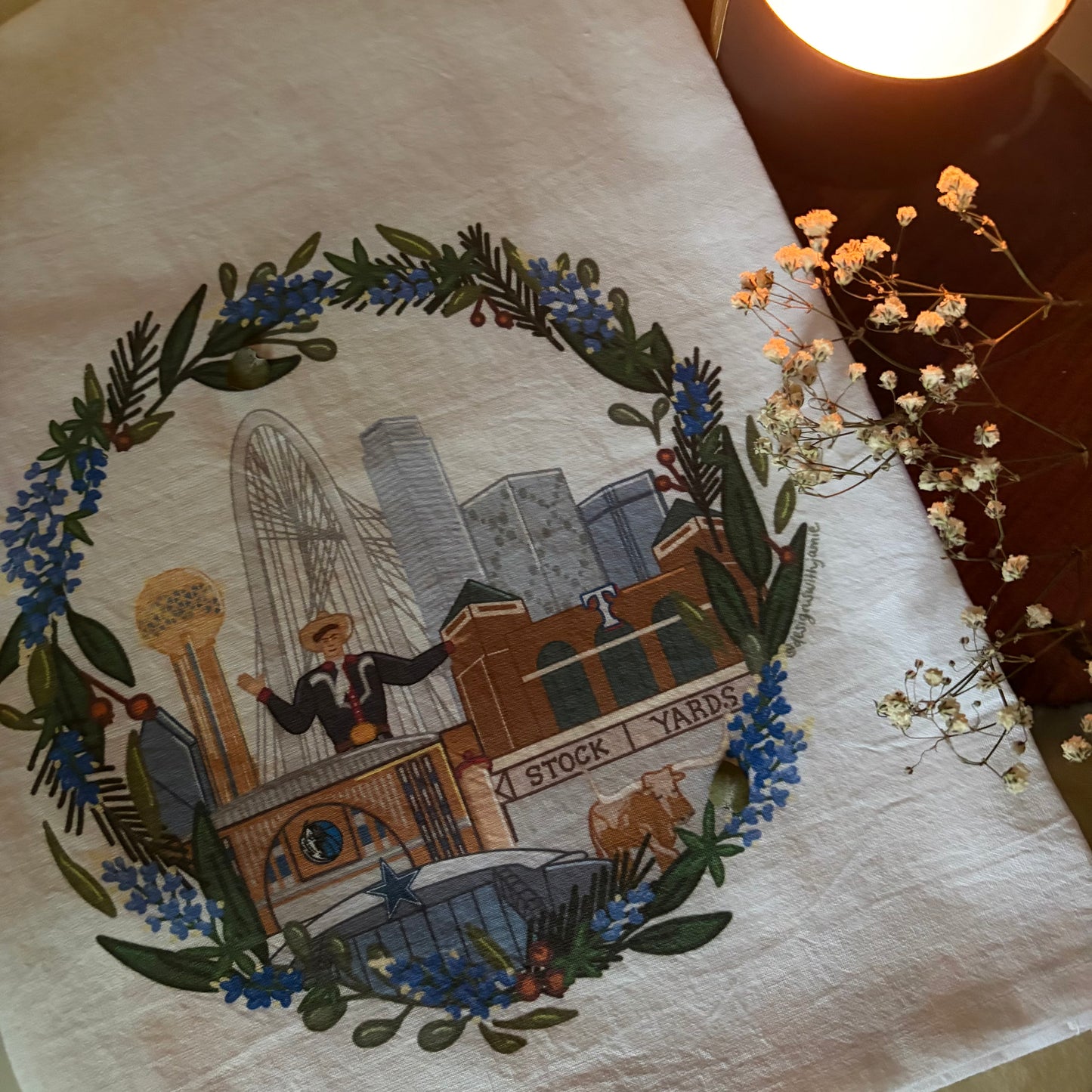 Dallas Wreath Tea Towel