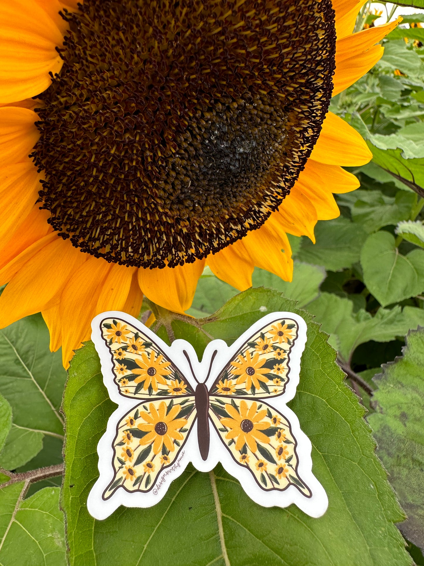 Sunflower Butterfly Sticker