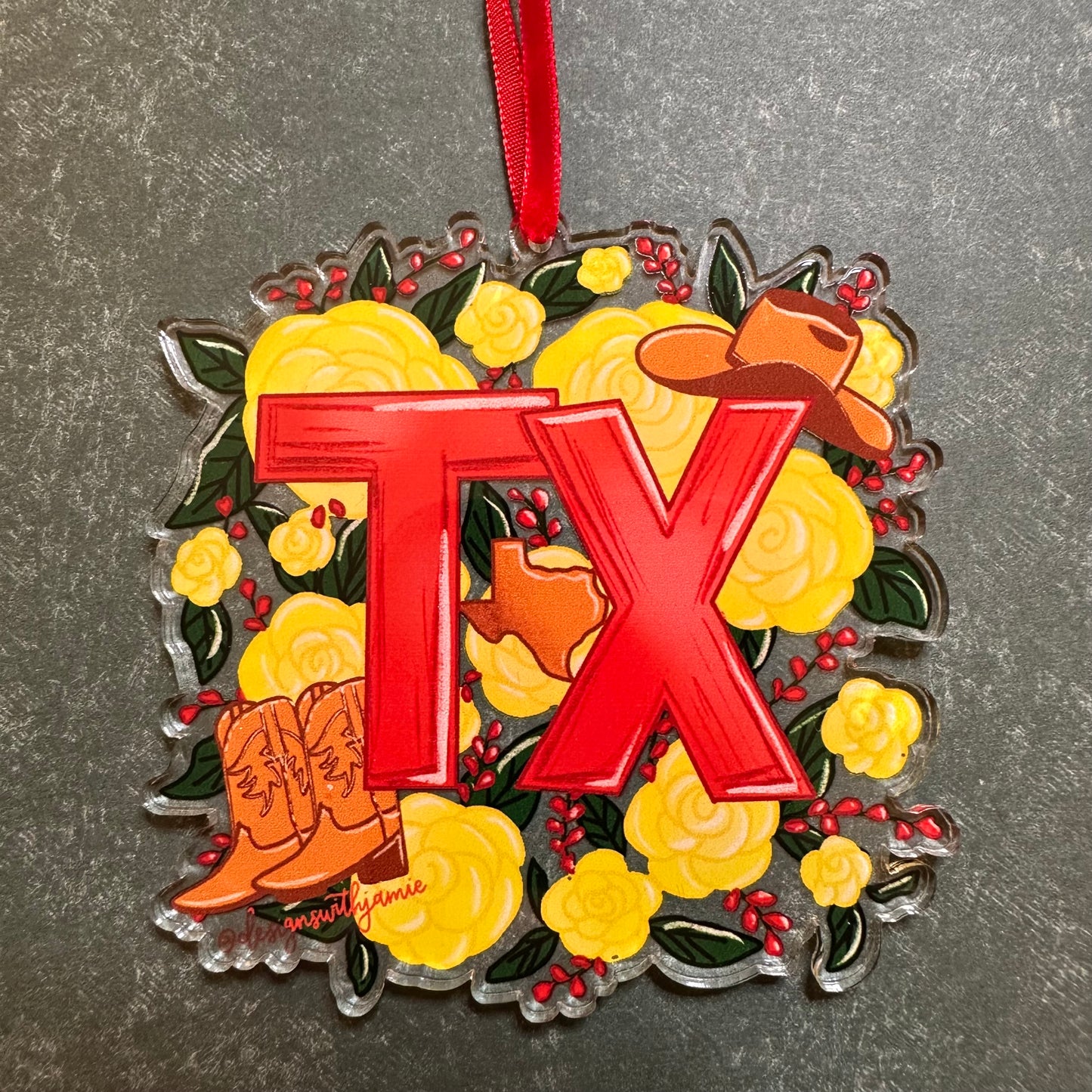 Texas Yellow Rose Ornament
