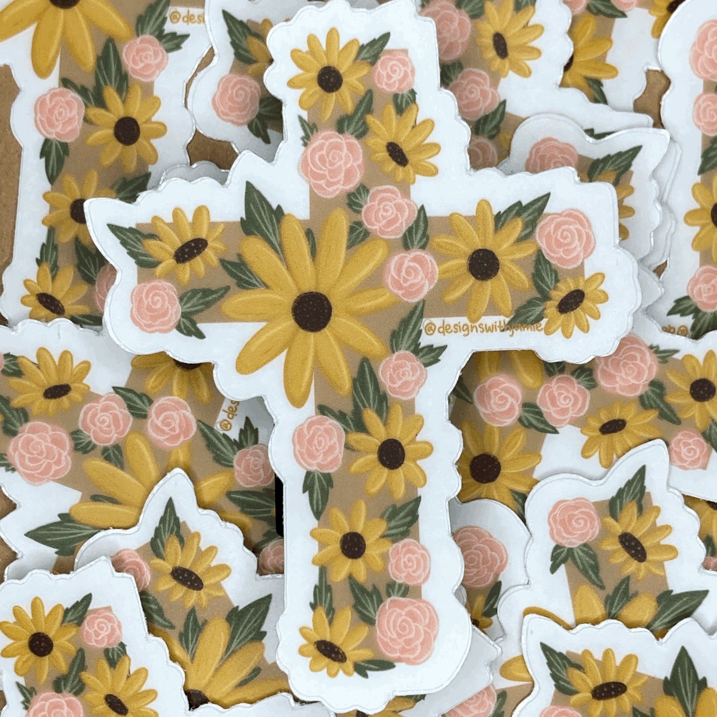 Sunflower Cross Clear Sticker