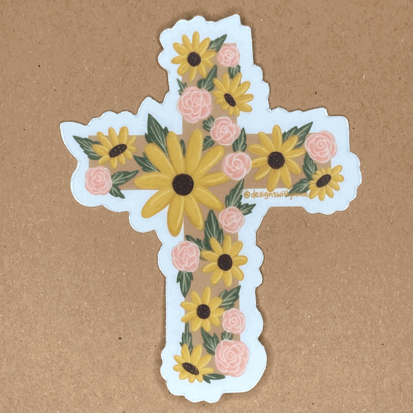 Sunflower Cross Clear Sticker