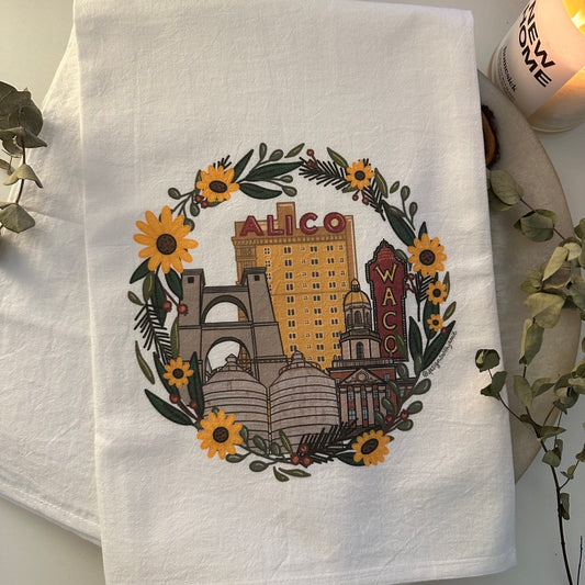 Waco Wreath Tea Towel