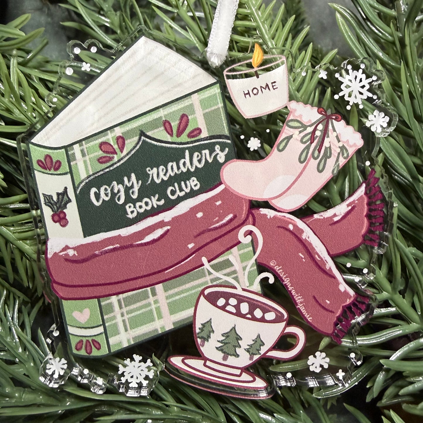 Cozy Reader's Book Club Christmas Ornament