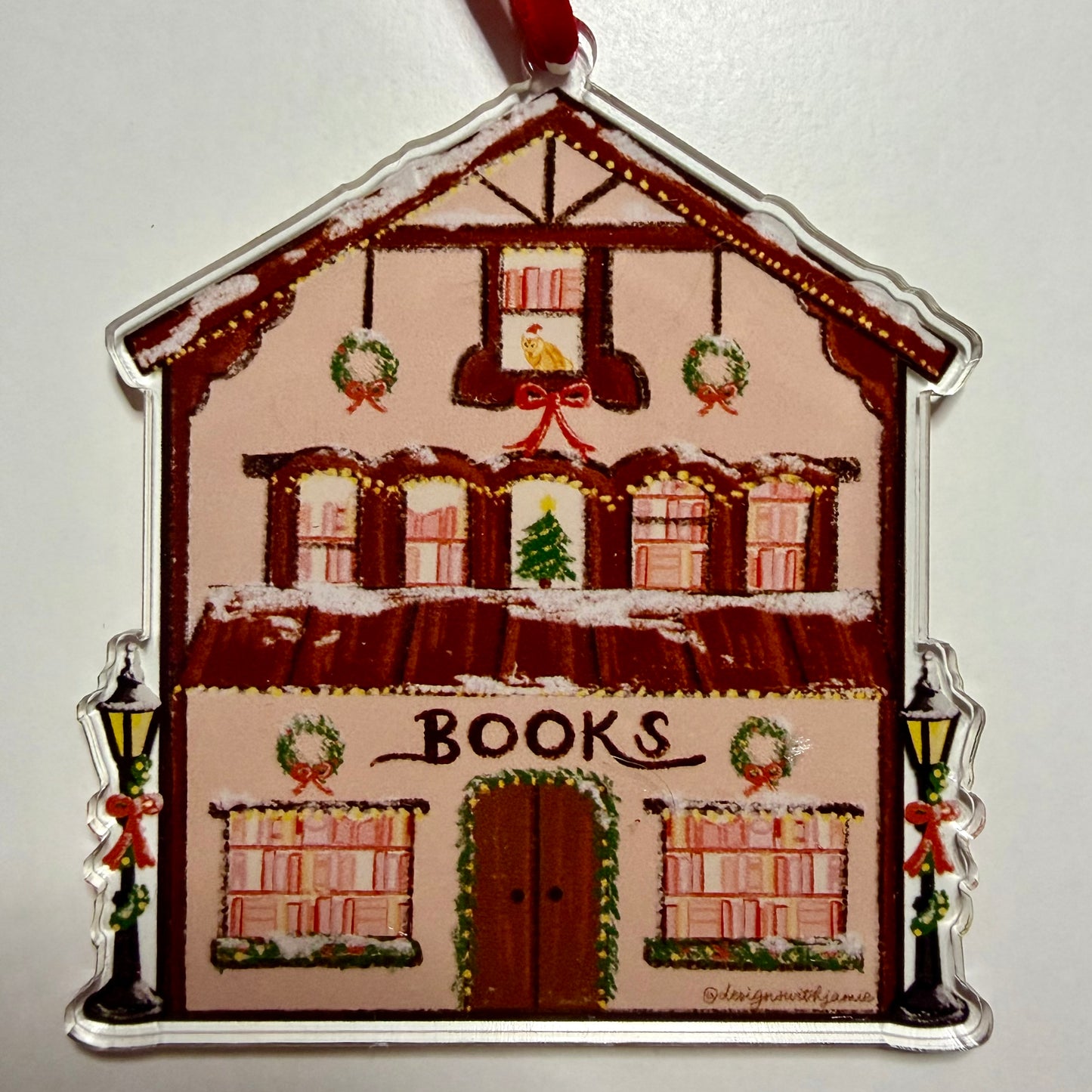 Cozy Bookstore Christmas Ornament