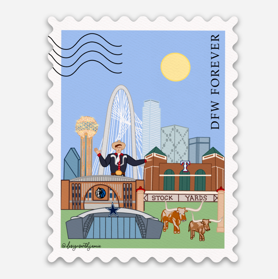 Dallas Fort Worth Stamp Sticker