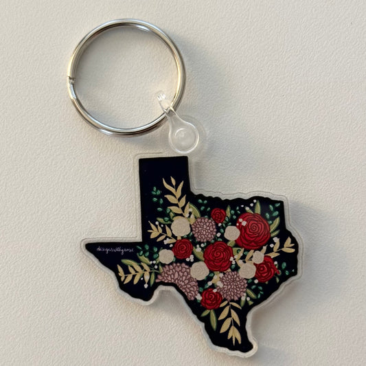 Texas Floral Keychain