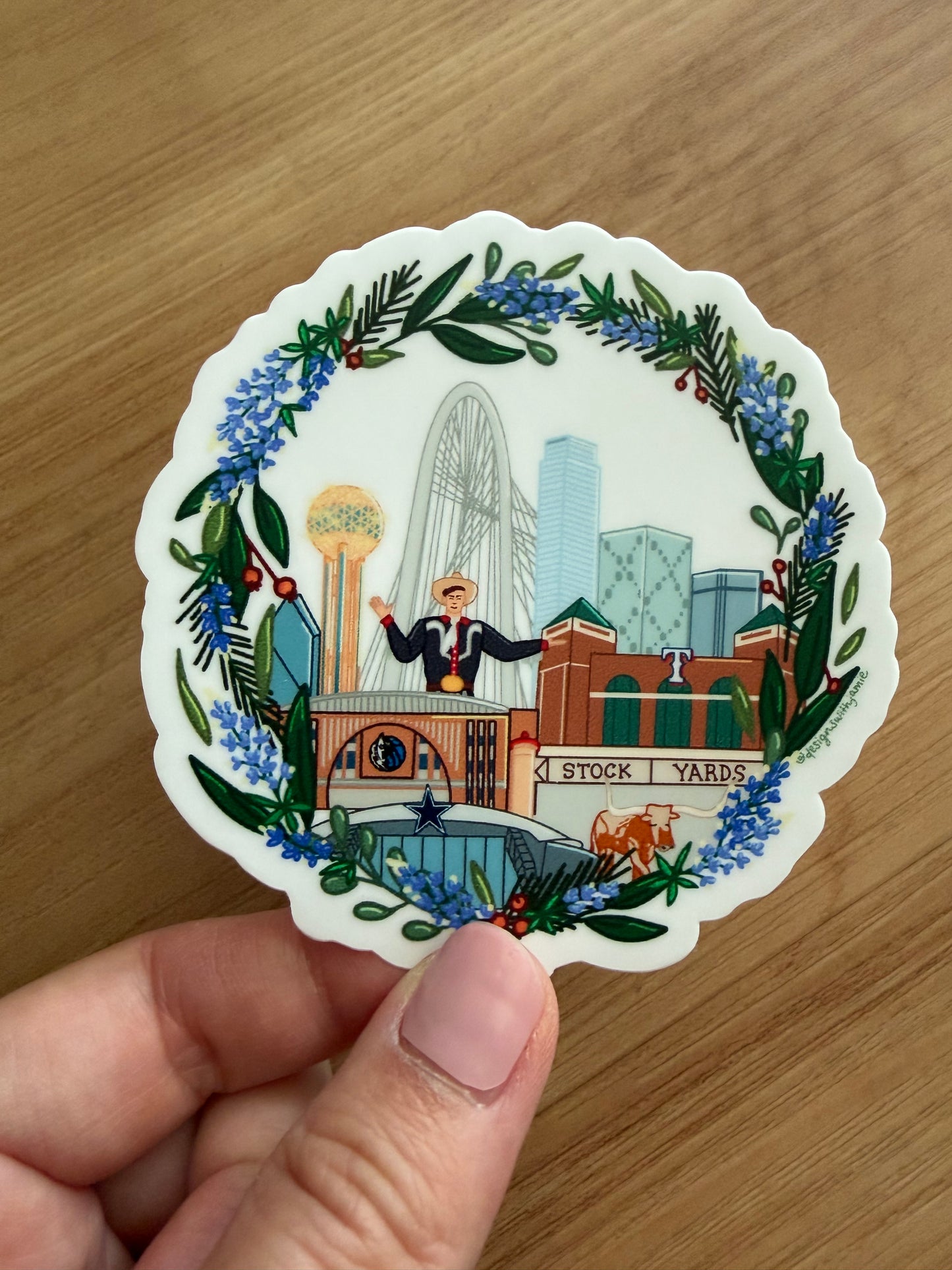 Dallas Fort Worth Wreath Sticker