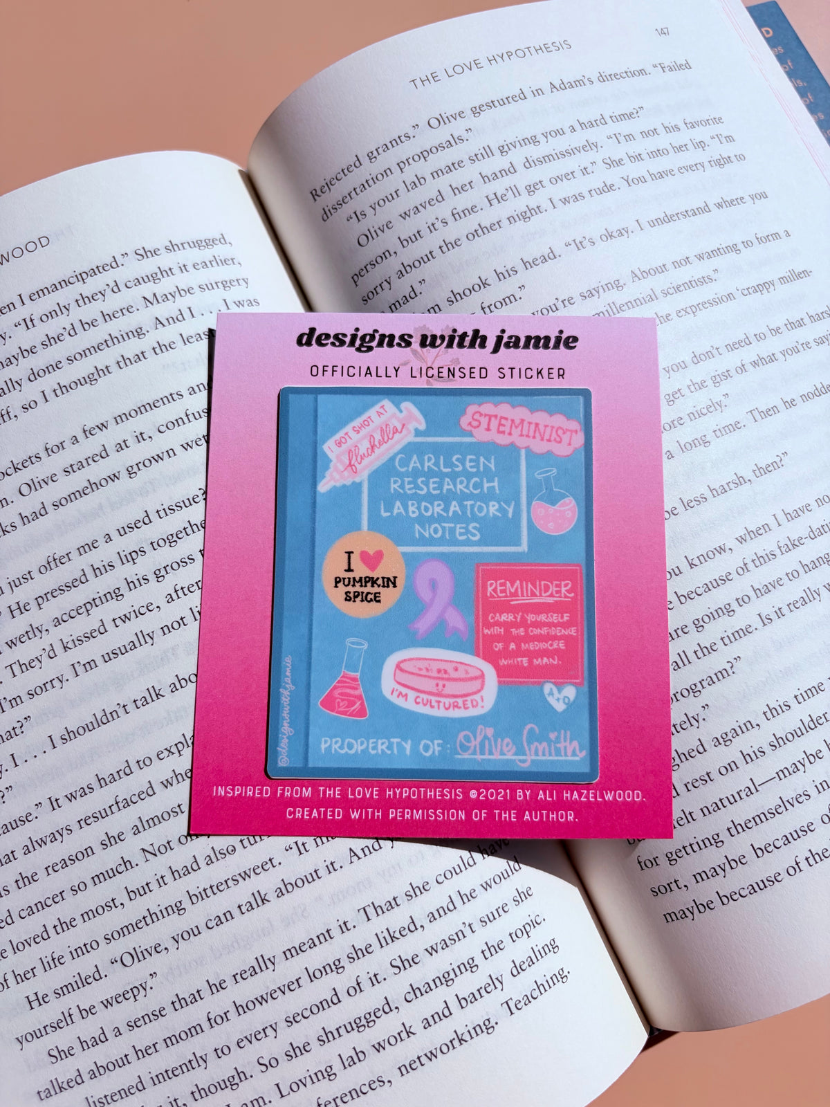 Ali Hazelwood The Love Hypothesis Carlsen Research Lab Notebook Sticker