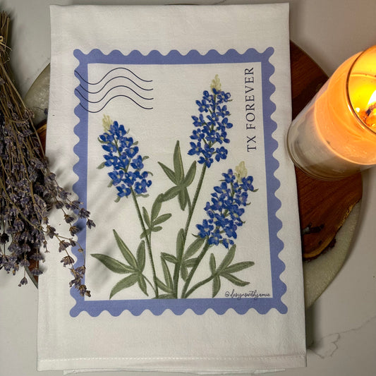 Bluebonnet Stamp Tea Towel