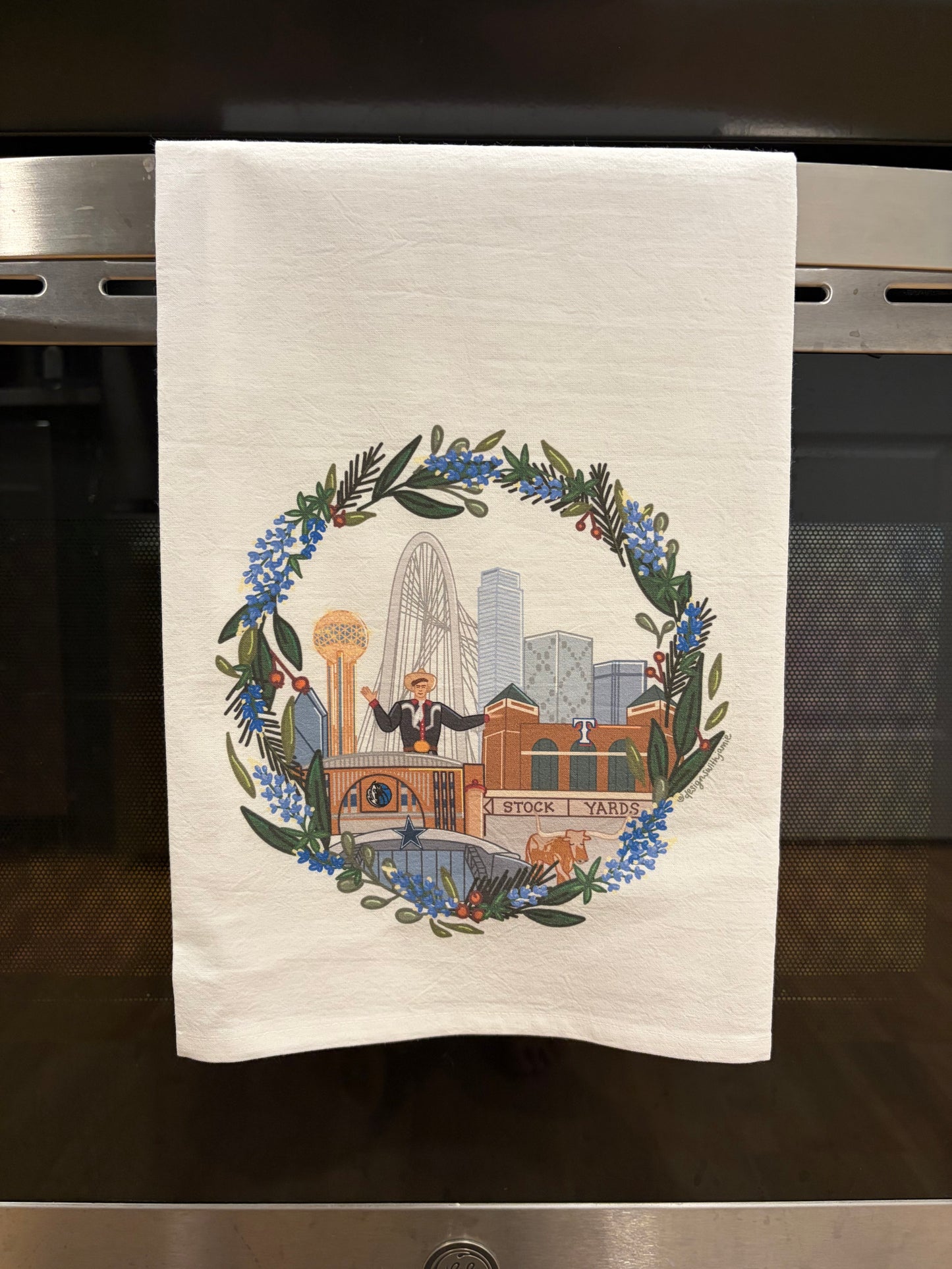 Dallas Wreath Tea Towel