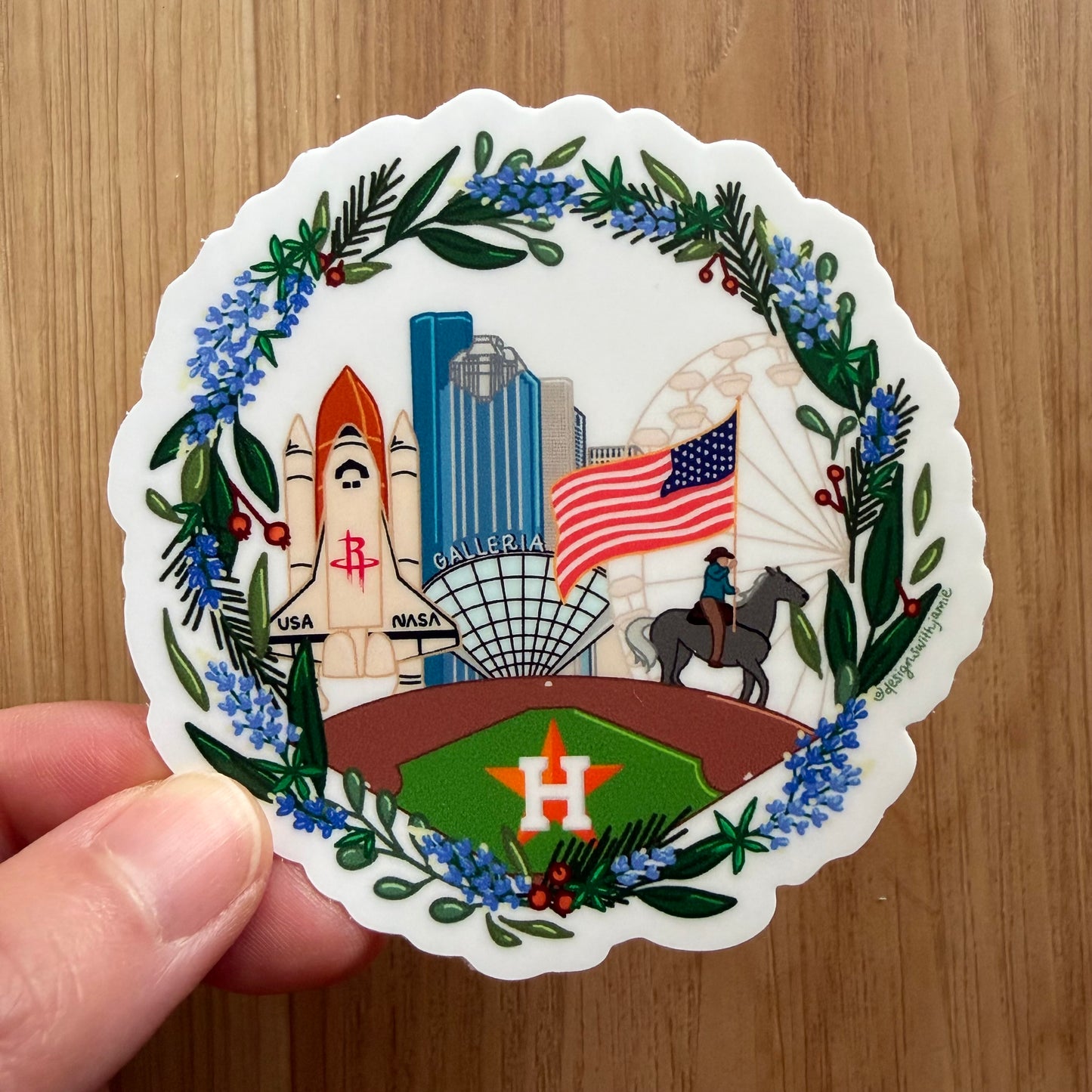 Houston Texas Wreath Sticker