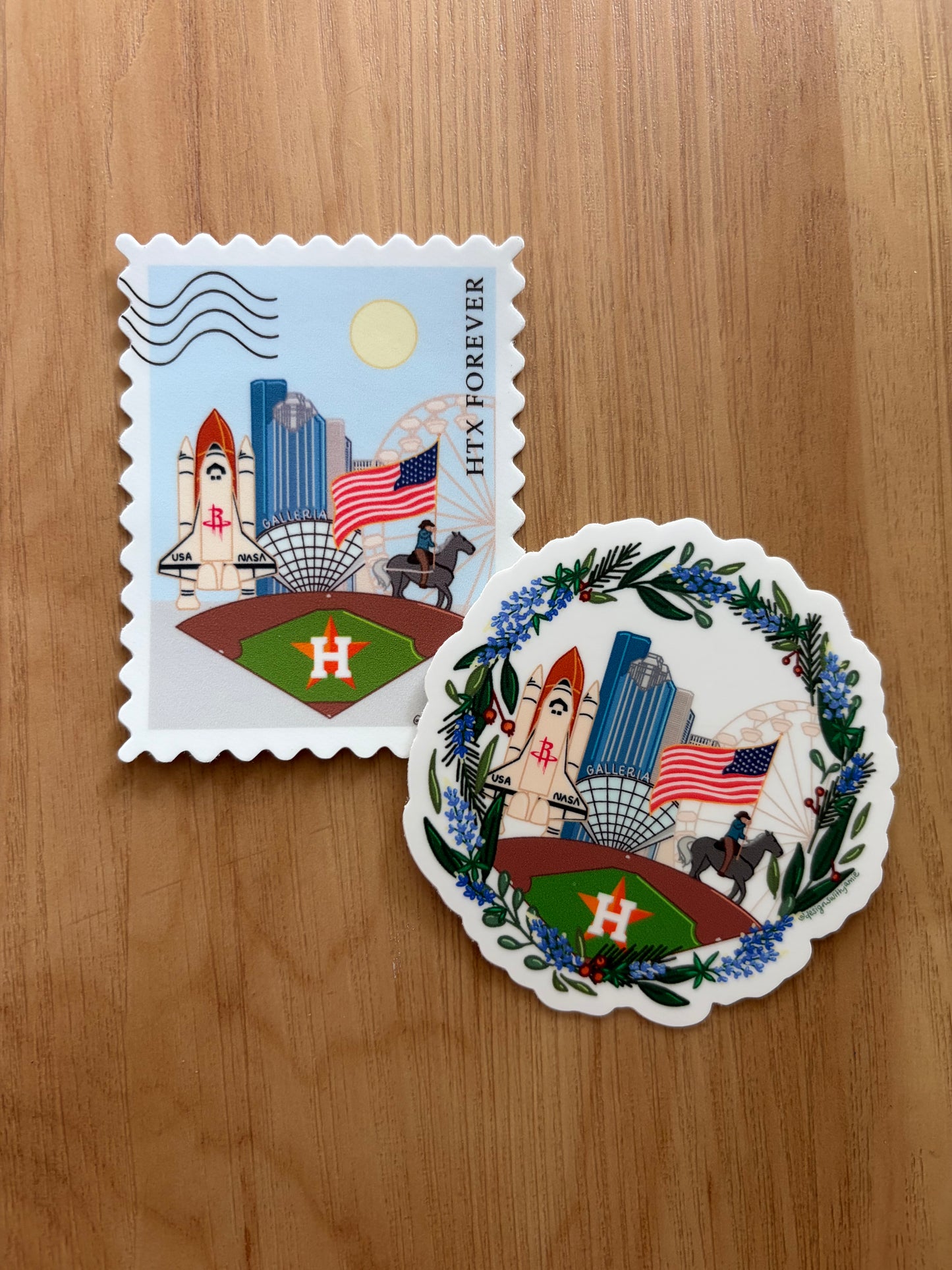 Houston Texas Wreath Sticker