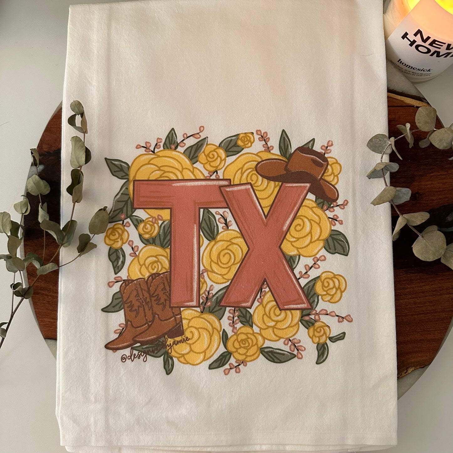 Texas Yellow Rose Tea Towel