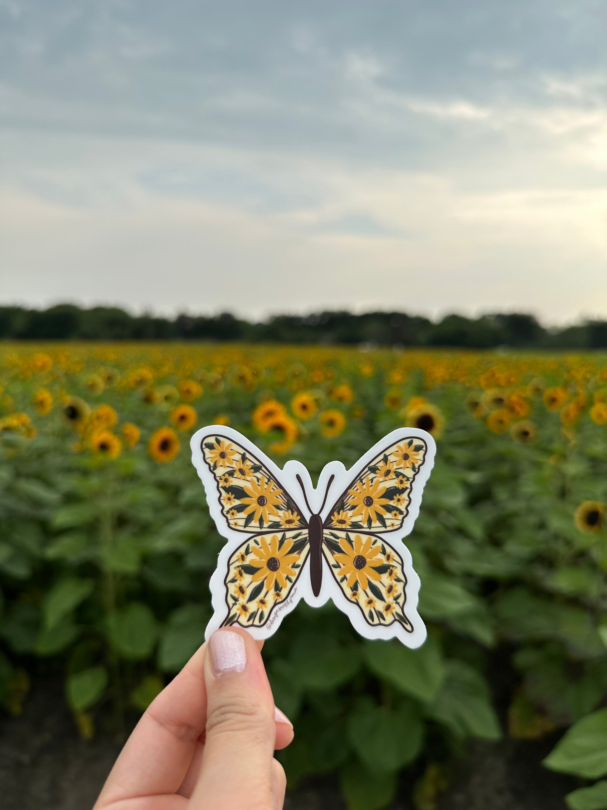 Sunflower Butterfly Sticker