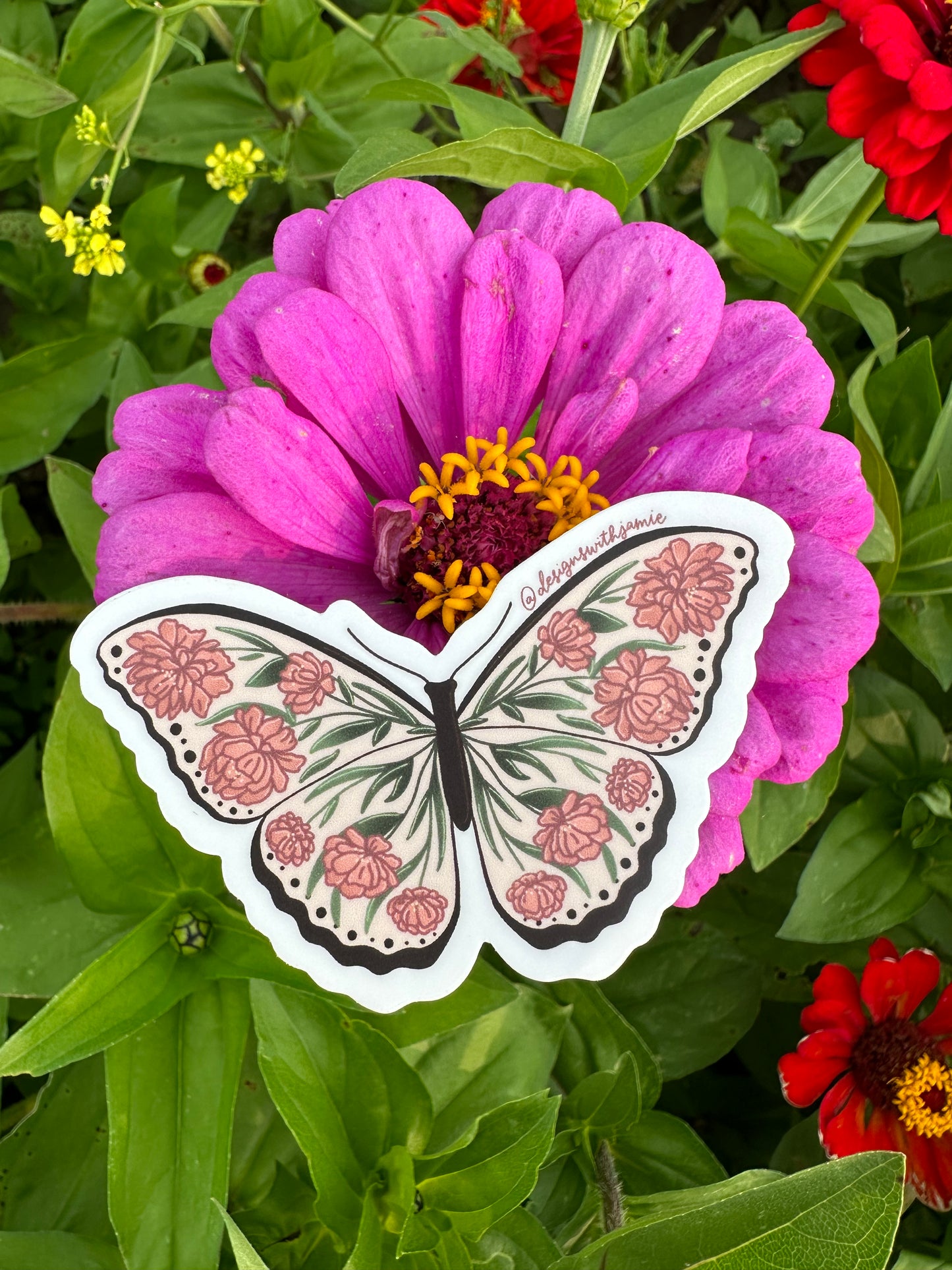 Peony Butterfly Sticker