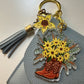 Howdy Sunflower Cowboy Boots Keychain