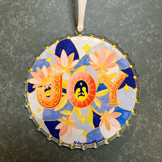 Joy Stained Glass Ornament