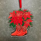 Cowboy Boots Poinsettia Ornament