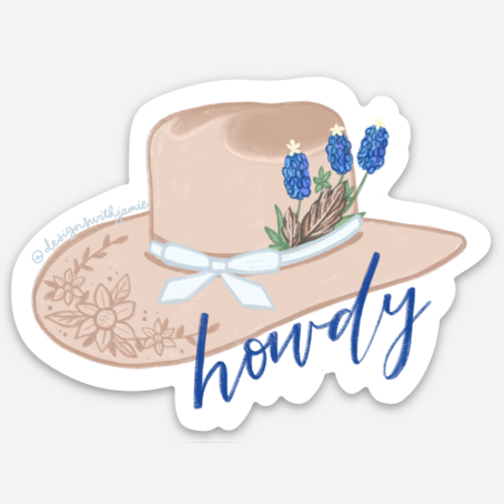 Howdy Cowboy Hat Sticker – Designs With Jamie