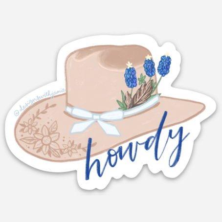 Howdy Cowboy Hat Sticker