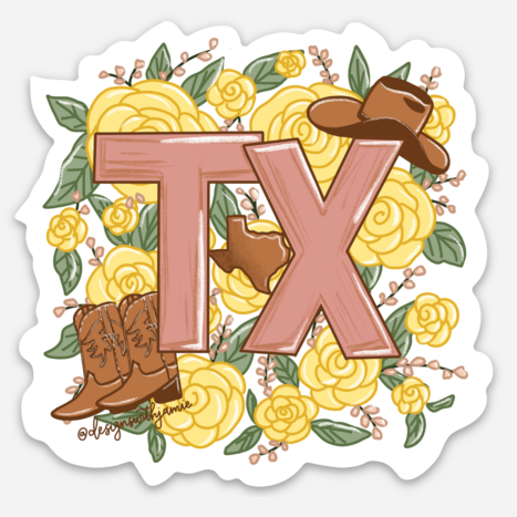 Texas Yellow Rose Sticker