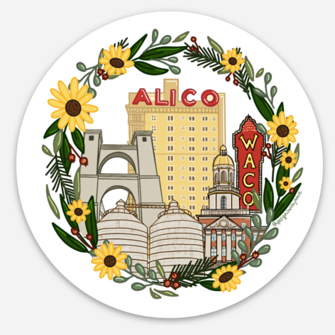 Waco Wreath Sticker