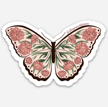 Peony Butterfly Sticker