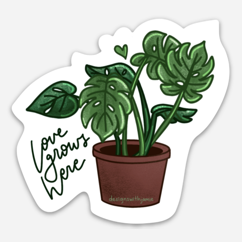 Monstera Love Grows Here Sticker