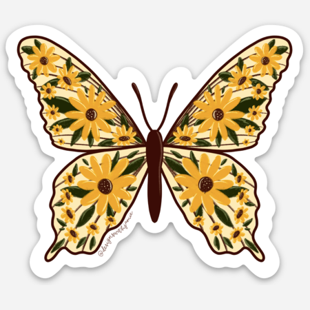 Sunflower Butterfly Sticker