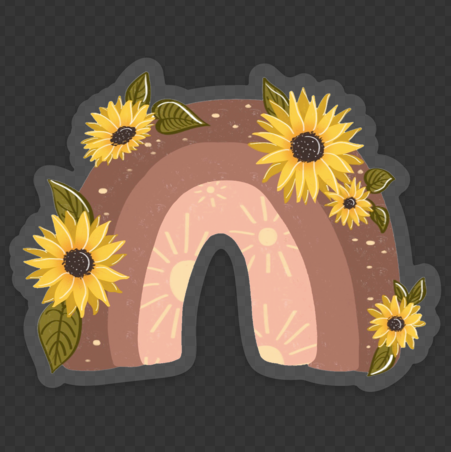 Sunflower Rainbow Clear Sticker