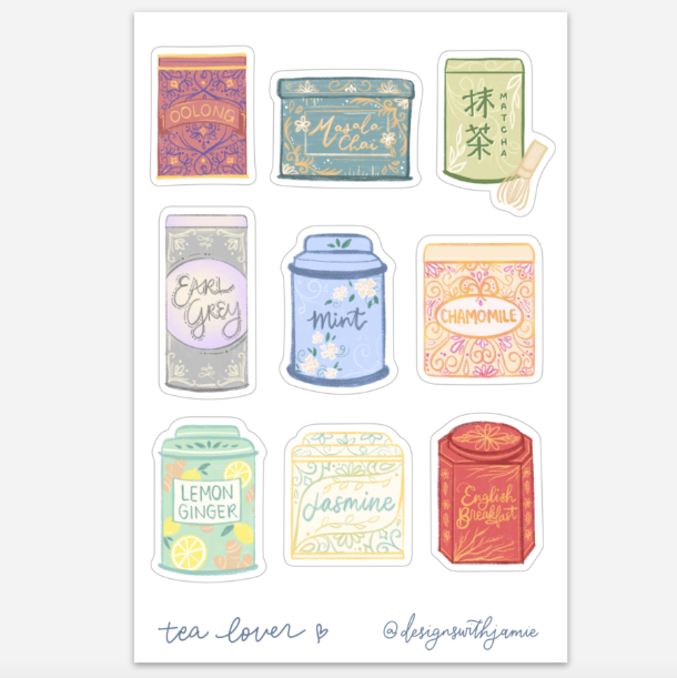 Tea Tins Sticker Sheet