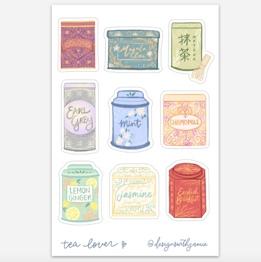 Tea Tins Sticker Sheet