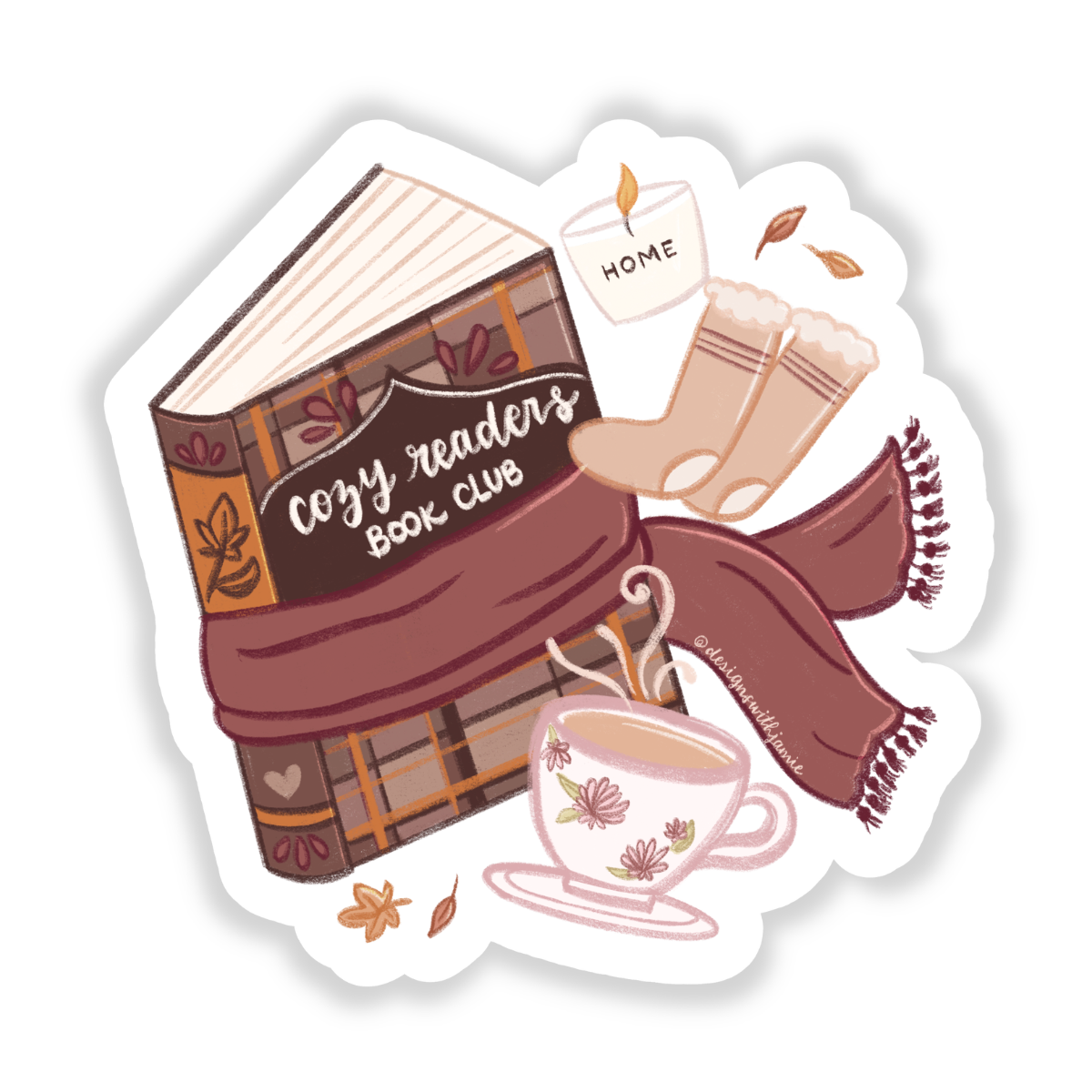 Cozy Readers Bookclub Fall Sticker