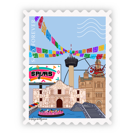 San Antonio Texas Stamp Sticker