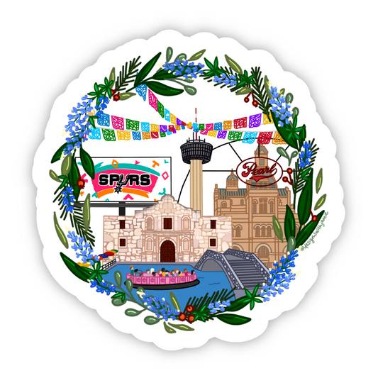 San Antonio Texas Wreath Sticker