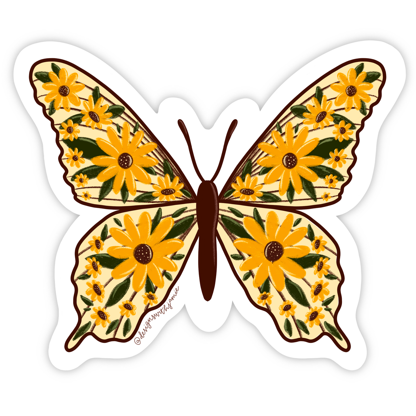 Sunflower Butterfly Sticker