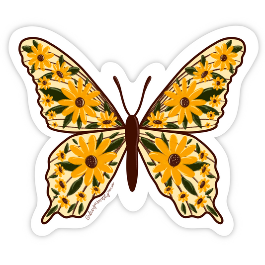 Sunflower Butterfly Sticker