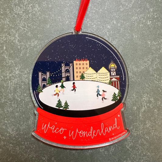 Waco Wonderland Snowglobe Ornament