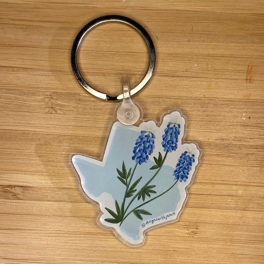 Bluebonnet Texas Keychain