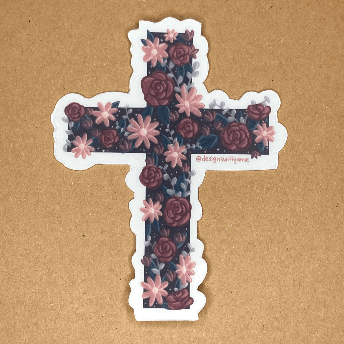 The Cross Sticker Dusk Floral Cross Clear Sticker – Designs With Jamie